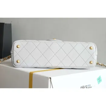 Chanel 25SS AS5354 Mini Flap Bag s horním držadlem z jehněčí kůže šedá