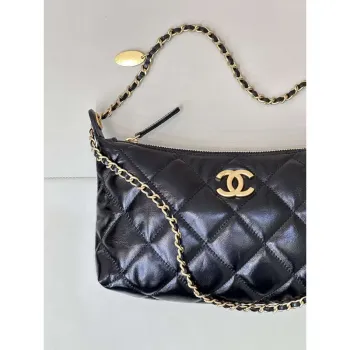 Chanel 25SS AS5528 Hobo kabelka z jehněčí kůže černá