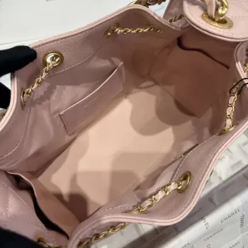 Chanel AS5293 Malá hobo kabelka z telecí kůže & zlatého tónu kovu růžová