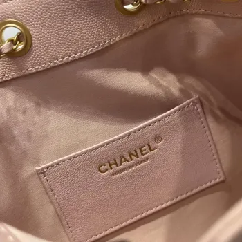 Chanel AS5293 Malá hobo kabelka z telecí kůže & zlatého tónu kovu růžová