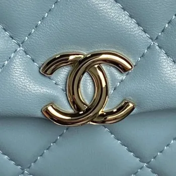 Chanel AP4593 25S Mini Flap jehněčí kůže modrá zlatá
