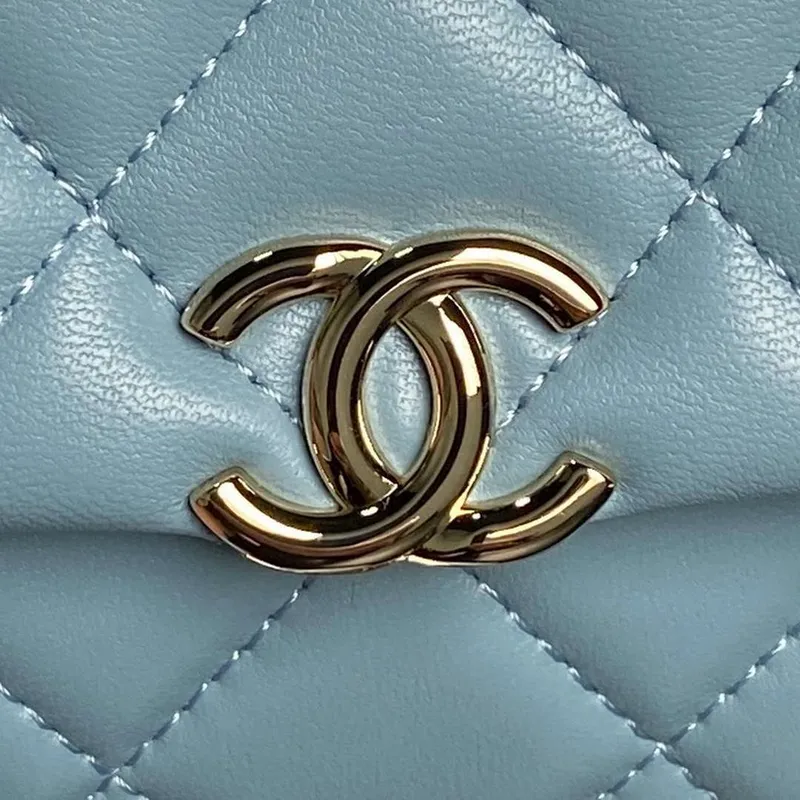 Chanel AP4593 25S Mini Flap jehněčí kůže modrá zlatá