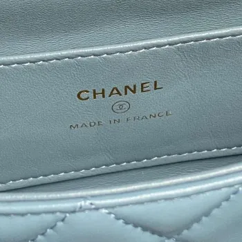Chanel AP4593 25S Mini Flap jehněčí kůže modrá zlatá