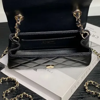Chanel AP4593 25S Mini Flap jehněčí kůže černá zlato