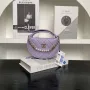 Chanel AP4584 25S Pouch Grained Purple Calfskin Imitation Pearl Gold