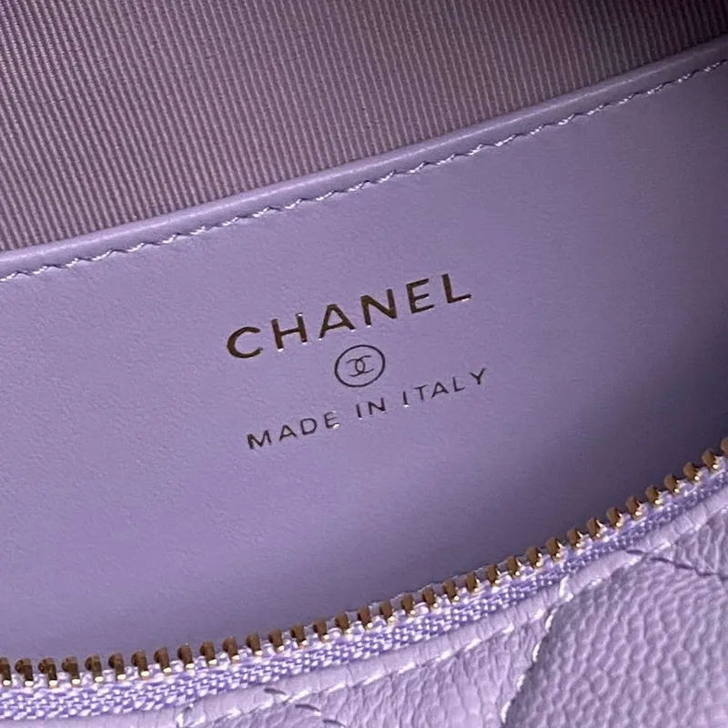 Chanel AP4584 25S Pouch Grained Purple Calfskin Imitation Pearl Gold