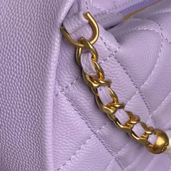 Chanel AP4584 25S Pouch Grained Purple Calfskin Imitation Pearl Gold