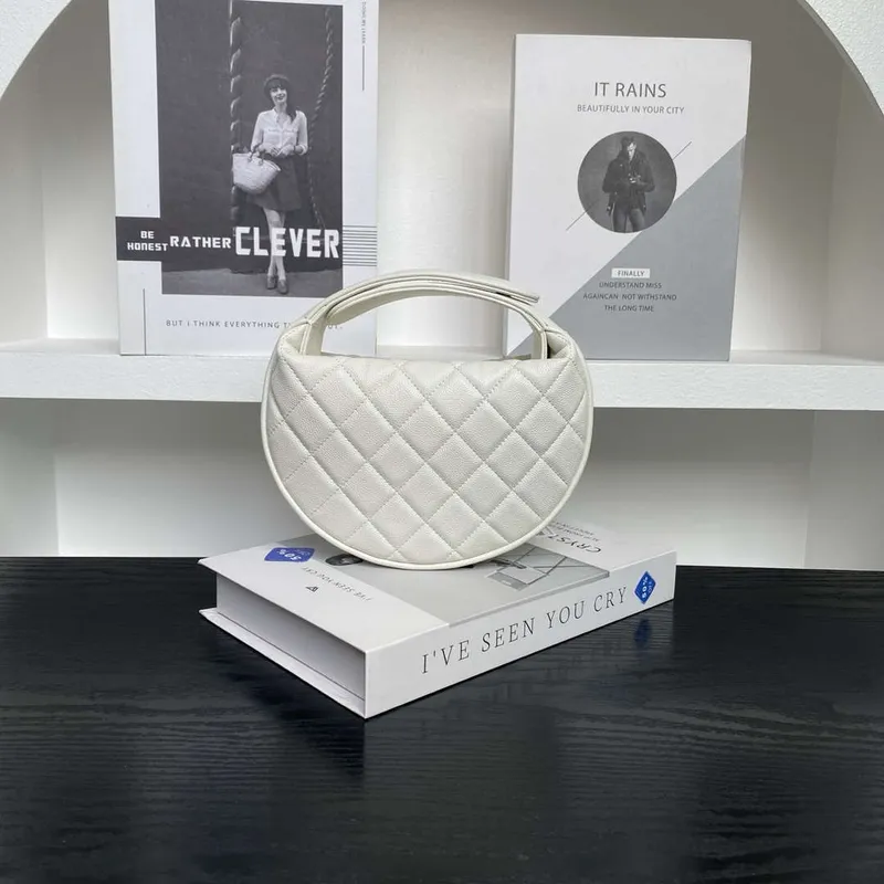 Chanel AP4584 25S Pouch Grained Purple Calfskin Imitation Pearl Gold