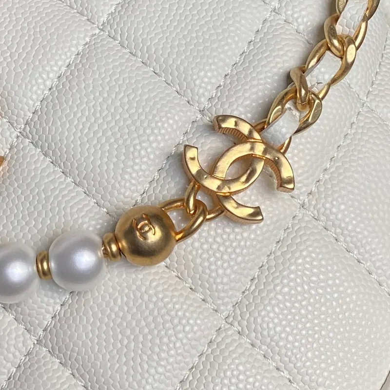 Chanel AP4584 25S Pouch Grained Purple Calfskin Imitation Pearl Gold