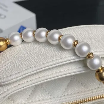 Chanel AP4584 25S Pouch Grained Purple Calfskin Imitation Pearl Gold