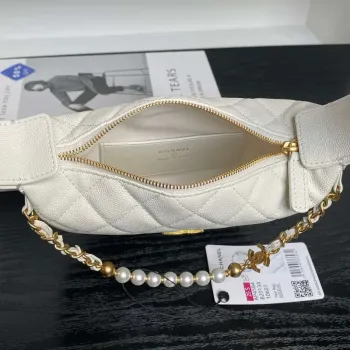 Chanel AP4584 25S Pouch Grained Purple Calfskin Imitation Pearl Gold