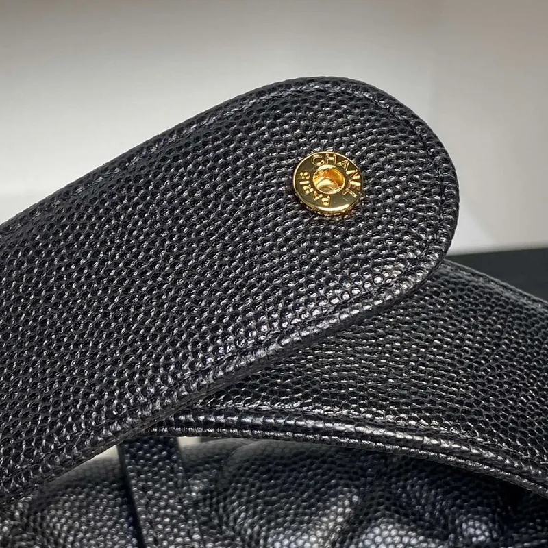 Chanel AP4584 25S Pouch Grained Black Calfskin Imitation Pearl Gold