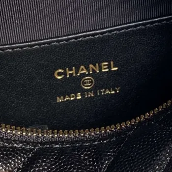 Chanel AP4584 25S Pouch Grained Black Calfskin Imitation Pearl Gold