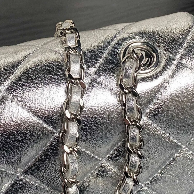 Chanel AP4592 25S Mini Flap Lambskin Stříbrná
