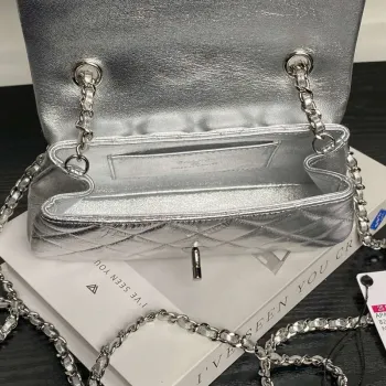 Chanel AP4592 25S Mini Flap Lambskin Stříbrná