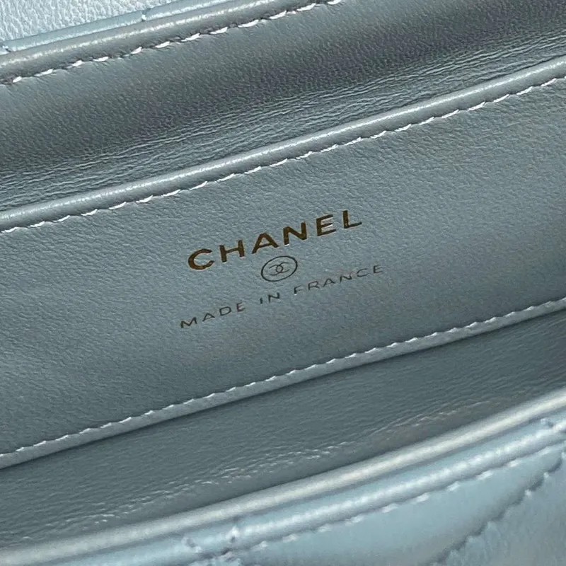 Chanel AP4592 25S Mini Flap jehněčí kůže modrá zlatá