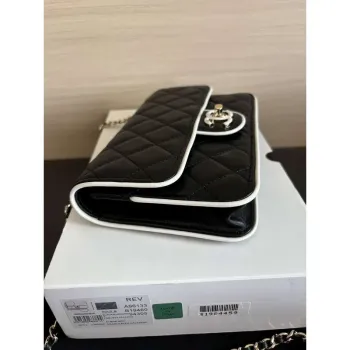 Chanel AP4511 Jaro Léto 2025 Předkolekce Peněženka Na Řetízku Černá & Bílá