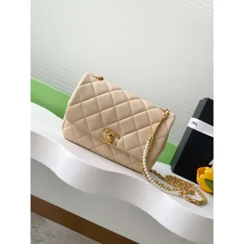 Chanel AS5253 Mini Flap Kabelka Jehněčí kůže Meruňková