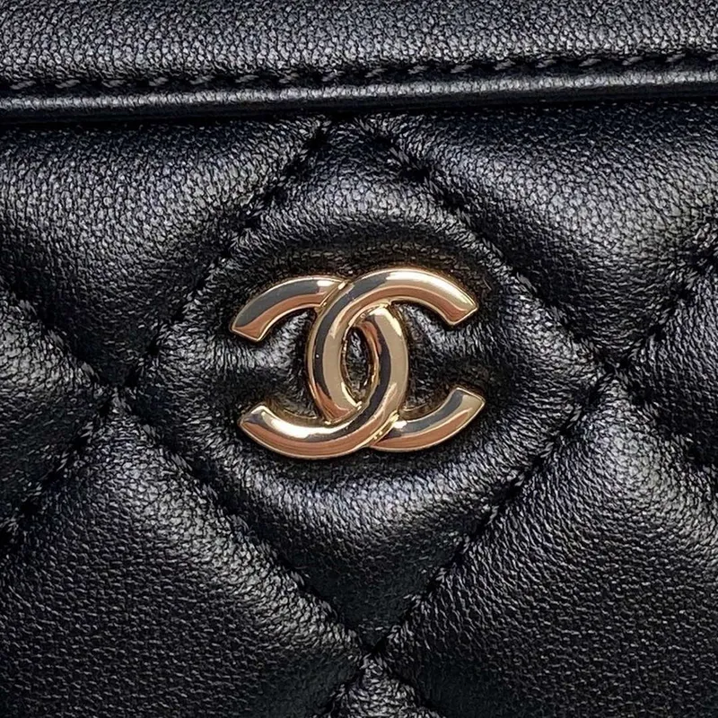 Chanel Ap4515 Kabelka s řetízkem z jehněčí kůže zlatá černá