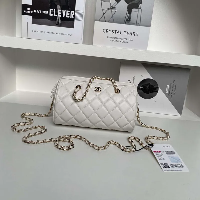 Chanel Ap4515 Kabelka s řetízkem z jehněčí kůže zlatá bílá