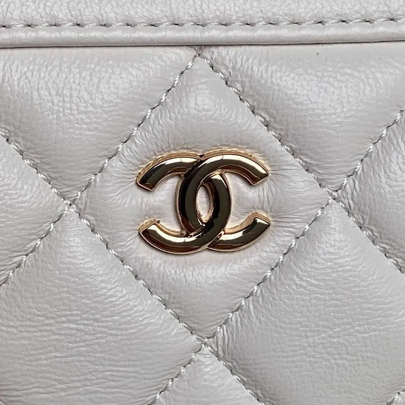 Chanel Ap4515 Kabelka s řetízkem z jehněčí kůže zlatá bílá