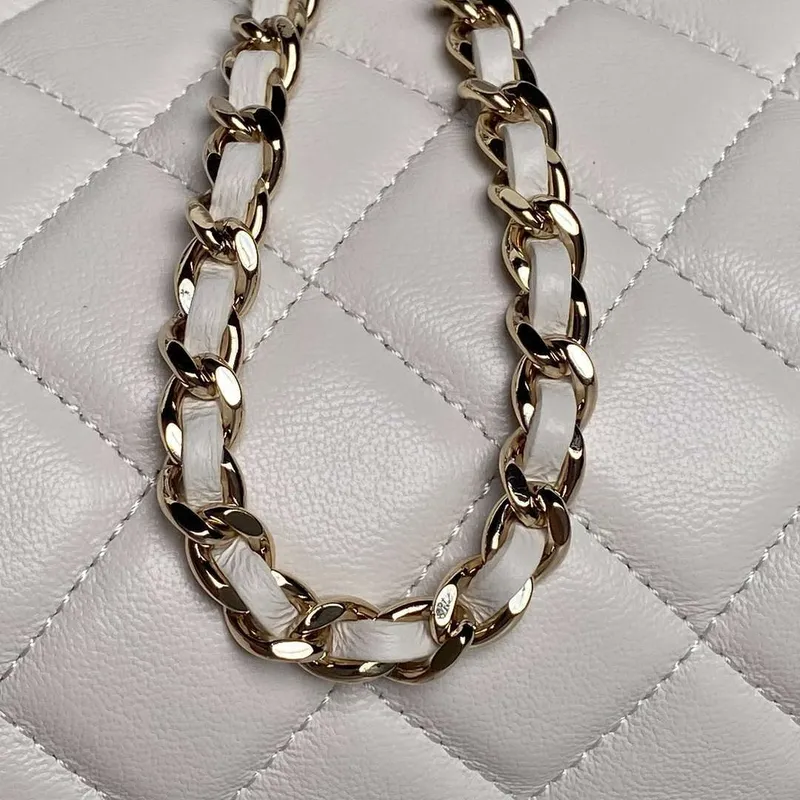 Chanel Ap4515 Kabelka s řetízkem z jehněčí kůže zlatá bílá