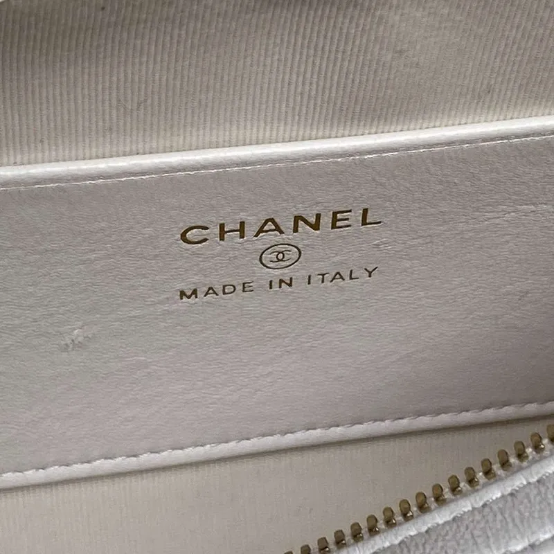 Chanel Ap4515 Kabelka s řetízkem z jehněčí kůže zlatá bílá