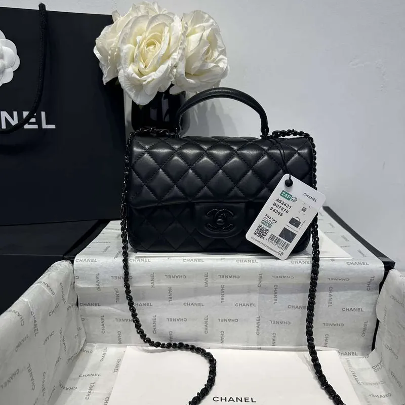 Chanel AS2431 Mini Classic Kabelka s Horním Uchem Jehněčí Kůže CC19005