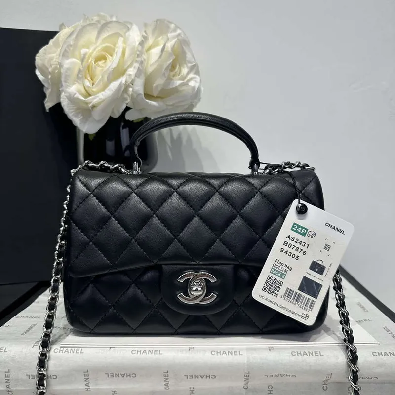 Chanel AS2431 Mini Classic Kabelka s Horním Uchem Jehněčí Kůže CC19004