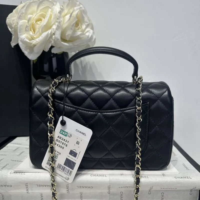 Chanel AS2431 Mini Classic Kabelka s Horním Uchem Jehněčí Kůže CC19001