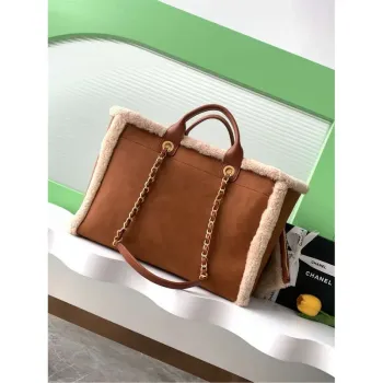 Chanel A66941 Velká TOTE z ovčí kůže & zlatého tónu kovu hnědá