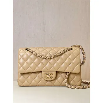 Chanel A01112 Klapková klasická kabelka 11.12 z jehněčí kůže & zlatého tónu kovu meruňková