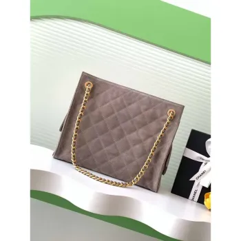 Chanel AS5303 Hobo Suede & Zlatý tón kovu Šedá