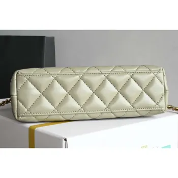 Chanel AS4416 Mini Nákupní Taška lesklá stárnutá telecí kůže zlatý tón kovu světle zelená