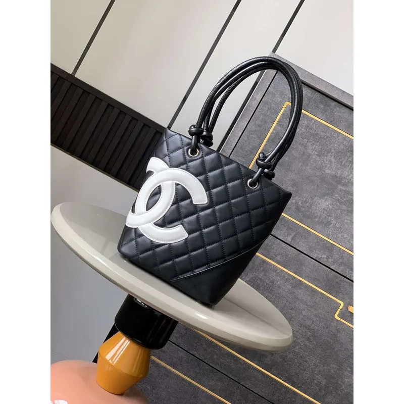 Chanel A98002 Vintage kabela Bucket černá s bílým CC