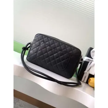 Chanel AS6326 Vintage Fotoaparát Pouzdro Taška Jehněčí Kůže Černá s Bílým CC