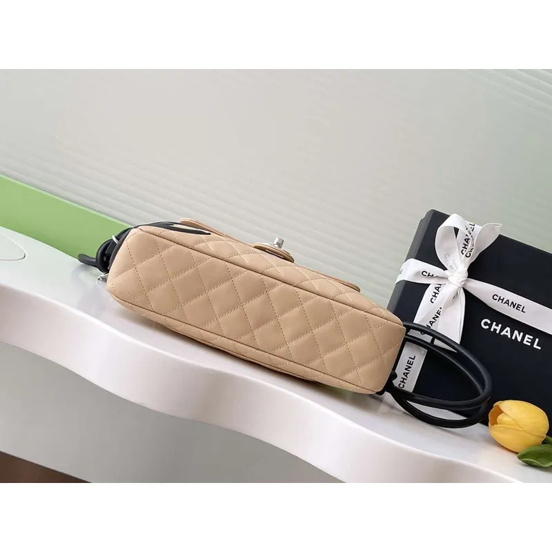 Chanel AS6326 Vintage Fotoaparát Pouzdro Taška Jehněčí Kůže Meruňková