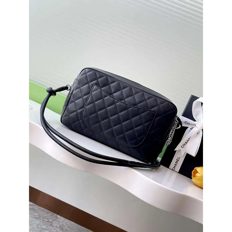 Chanel AS6326 Vintage fotoaparát pouzdro taška jehněčí kůže černá s patentovaným CC