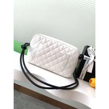 Chanel AS6326 Vintage Fotoaparát Pouzdro Taška Jehněčí Kůže Bílá