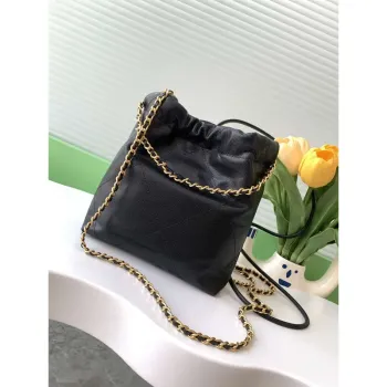 Chanel 22 AS3980 Mini Kabelka 25C Lesklá telecí kůže & Zlatý tón kovu Černá