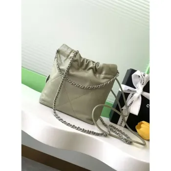 Chanel 22 AS3980 Mini Kabelka 25C Lesklá telecí kůže & stříbrný tón kovu Světle zelená