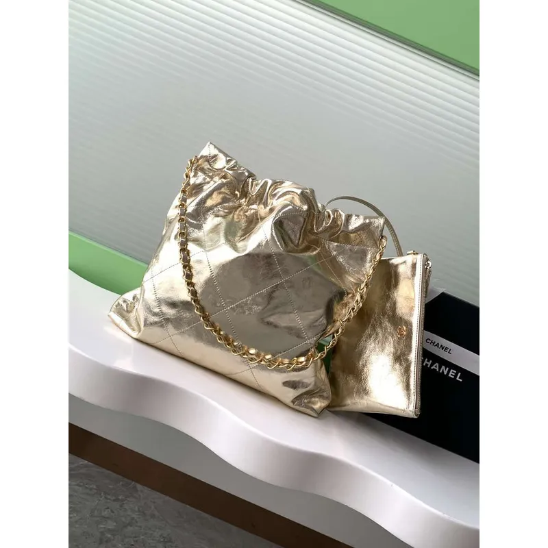 Chanel 22 Malá Kabelka Fantazie barva Hovězí kůže & Zlatý tón Kov AS3260 Zlatá