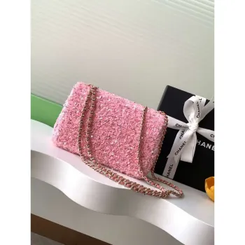 Chanel A69900 24K Mini Flap Sequin Series CF AS1116 Stříbrná Růžová