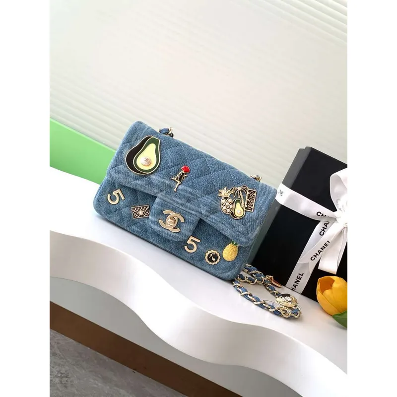Chanel A69900 25C Mini Flap Vintage denim AS1116 Modrá