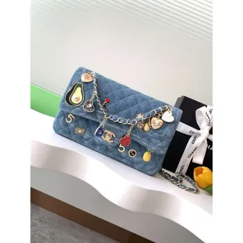 Chanel A01112 Flap Classic 11.12 Kabelka Vintage denimové džíny & Zlatý tón