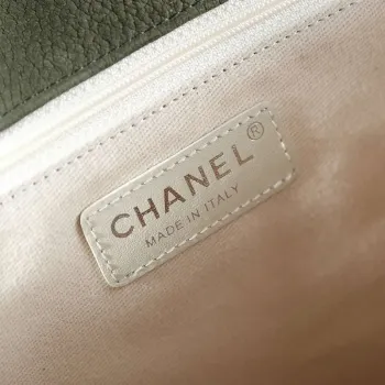Chanel A90090 Klapková Taška Vintage Zelená Semiš Stříbrná