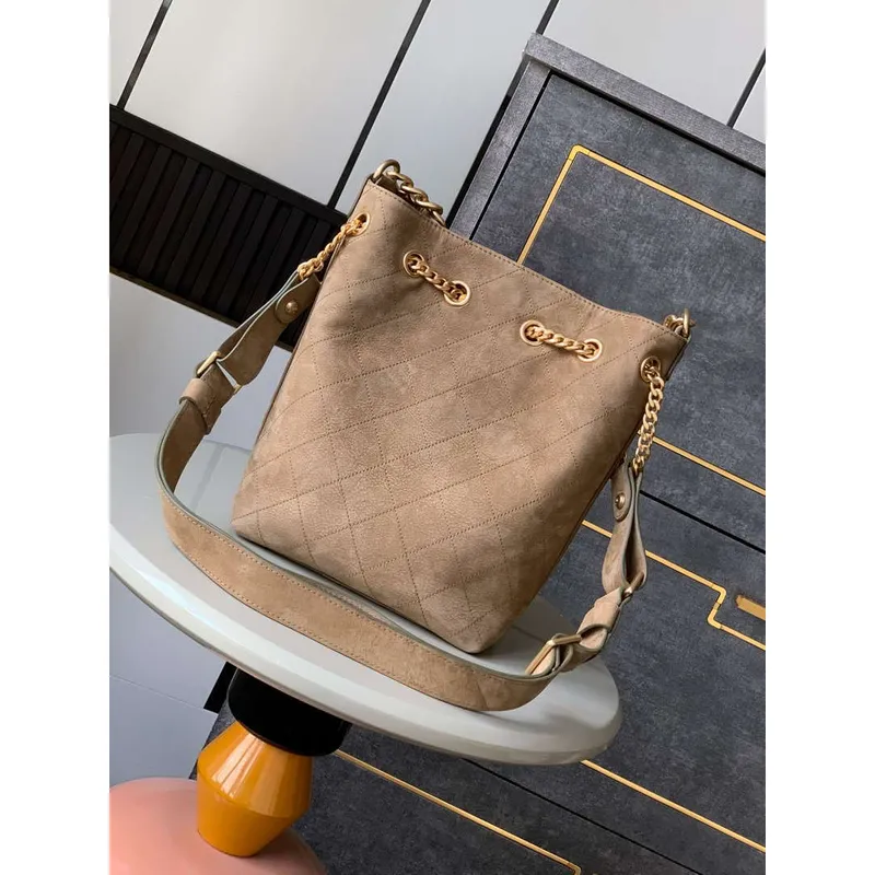 Chanel A99004 Vintage Hobo 25P Košíková Nákupní Taška Z Semiše Hnědá