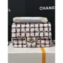 Chanel A69900 25C Mini Flap Tkanina Tisk AS1116 Růžová a bílá