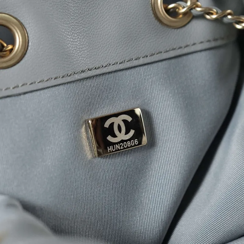 Chanel AS5311 Velká hobo z semiše & zlatého tónu kovu Sloní šedá