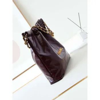 Chanel 22 AS3261 Kabelka Lesklá telecí kůže Tmavě červená